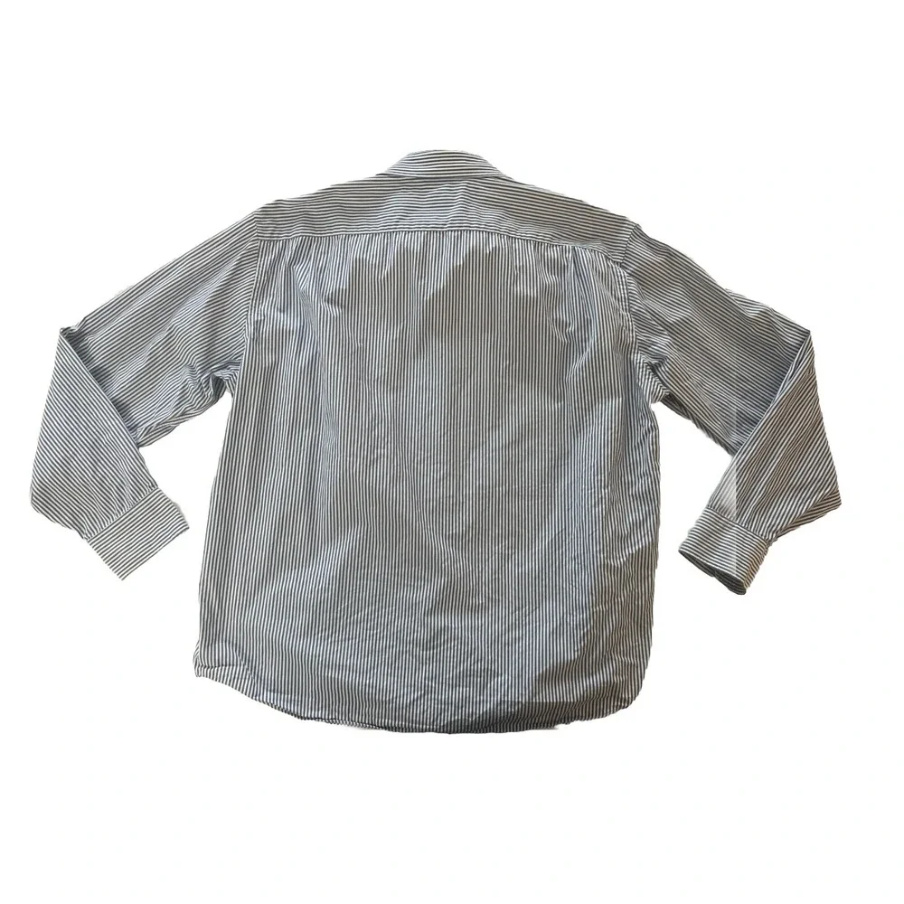 J.Crew Size XL (17-17/12) Men's Dress Shirt 80's‎ 2-Ply 100% Cotton Blue Stripe